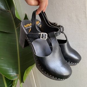 Swedish Hasbeens Toffel black clogs size 38